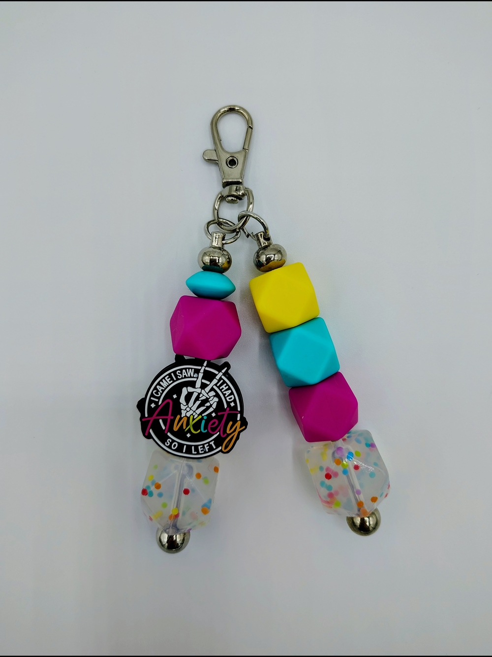 Handcrafted Anxiety Awareness Beaded Keychain / Bag Charm